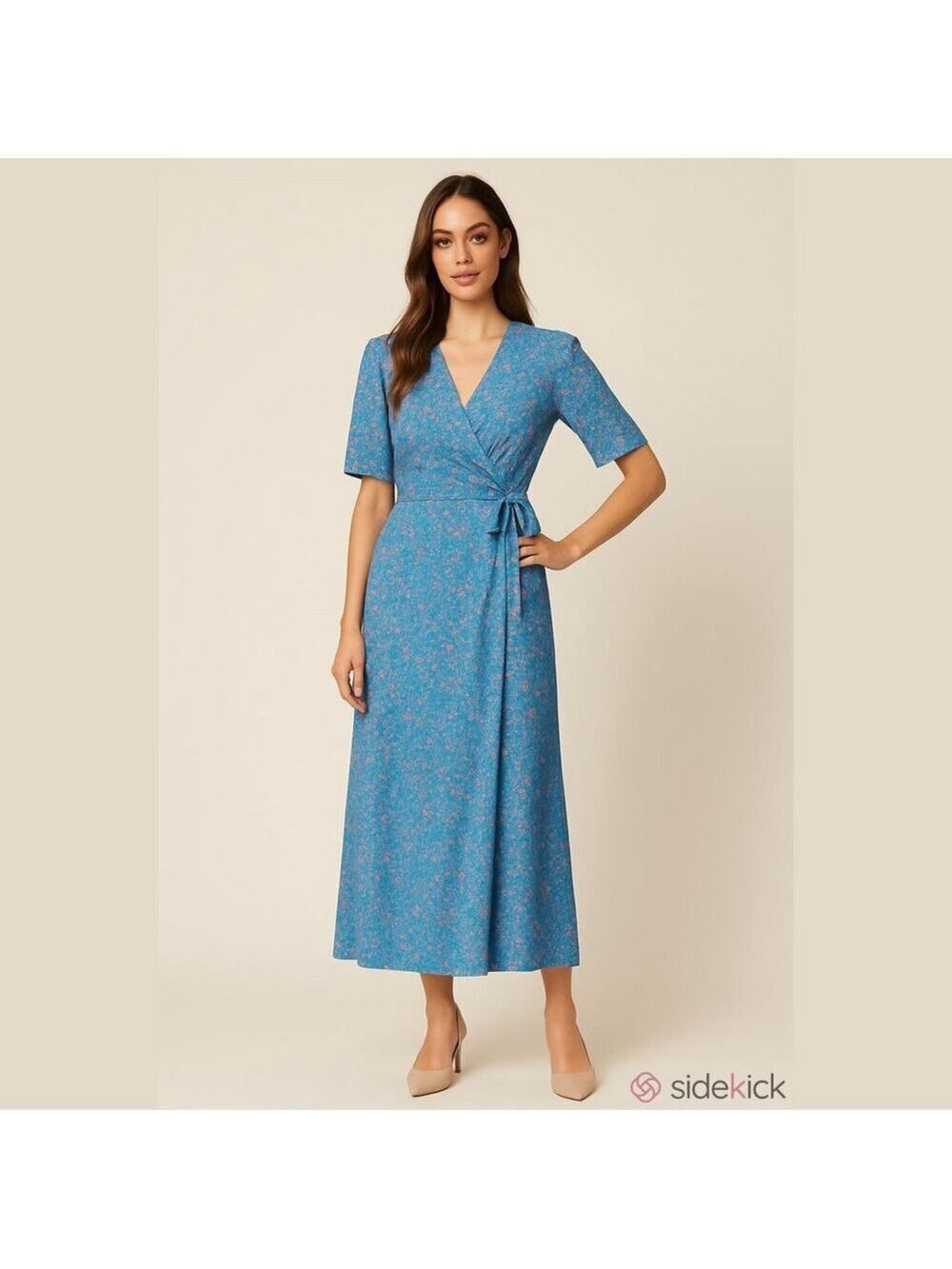 Louise Misha Sandhya Wrap Maxi Dress Almond Bohemian Hindi Blue Floral 2